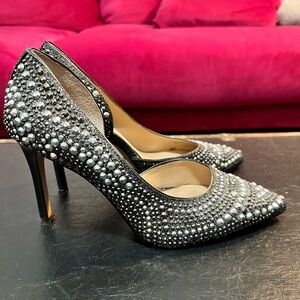 Gianni Bini Black and Silver Embellished Heels